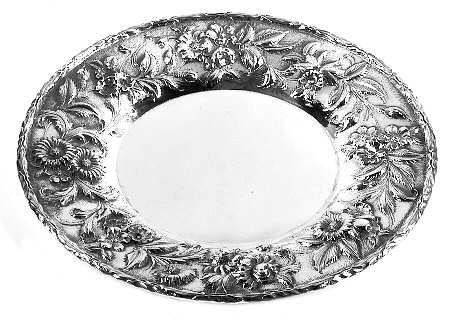 Repousse-Full Chased-Hand Chased Sterling Luncheon Plate