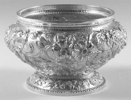 Repousse-Full-Hand Chased (925-1000) Waste Bowl