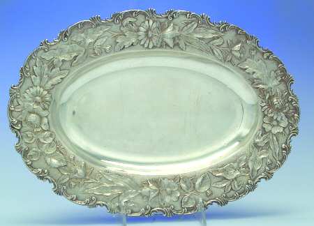 Repousse-Full Chased-Hand Chased 14" Oval Serving Platter