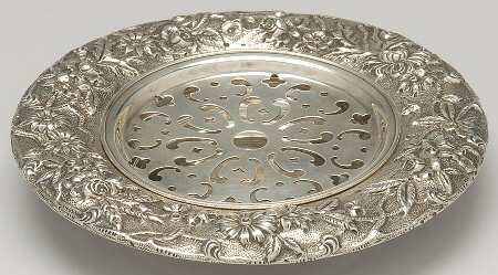 Repousse-Full Chased-Hand Chased Round Open Butter with Strainer