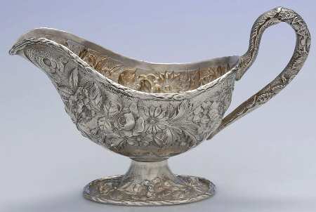 Repousse-Full Chased-Hand Chased Gravy Boat No Underplate