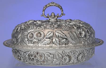 Repousse-Full Chased-Hand Chased Round Covered Vegetable Bowl