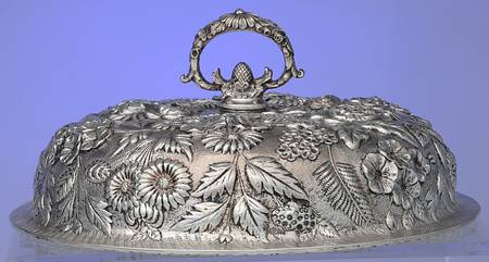 Repousse-Full Chased-Hand Chased Lid for Round Covered Vegetable