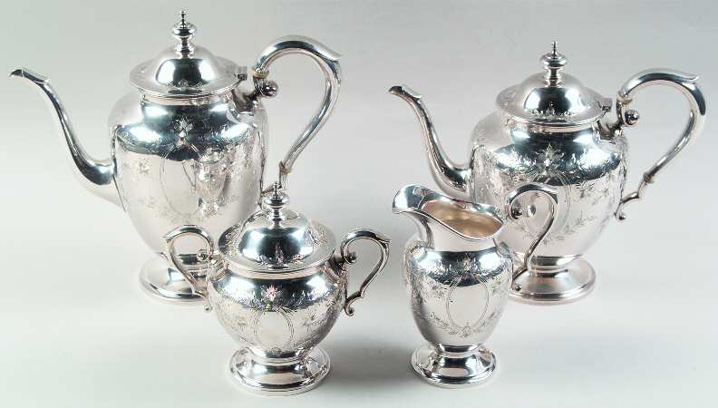 Primrose (Sterling, Hollowware) 4 Piece Tea Set (SCP, STP, SCR, SSU)