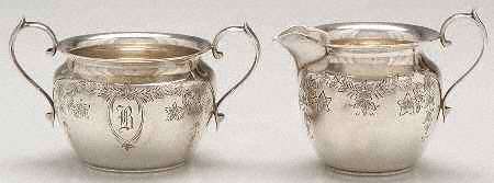Primrose (Sterling, Hollowware) Mini Sterling Creamer and Open Sugar