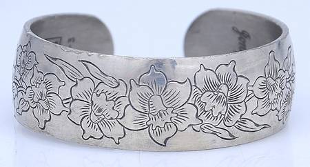 Flower of the Month (Pewter, Hollowware) Cuff Bracelet