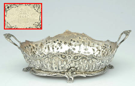 Repousse-Full Chased-Landscape (Coin) 10" Oval Footed Centerpiece