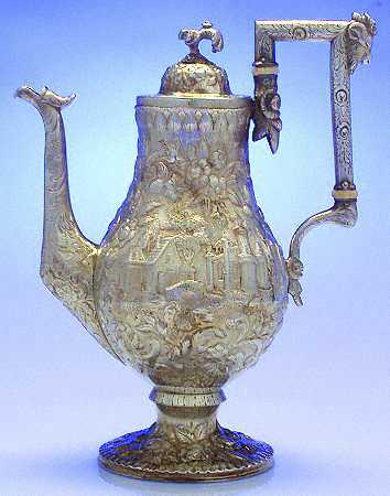 Repousse-Full Chased-Landscape (Coin) Teapot