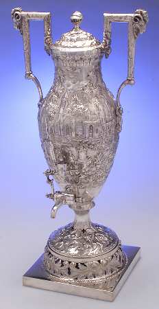 Repousse-Full Chased-Landscape (Coin) Sterling Samovar/Coffee Urn