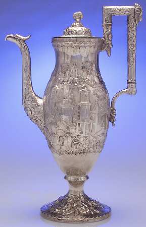 Repousse-Full Chased-Landscape (Coin) Coffee Pot