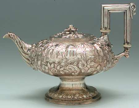 Repousse-Full Chased-Landscape (Coin) Teapot