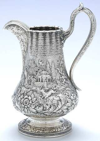 Repousse-Full Chased-Landscape (Coin) 32 Oz Pitcher