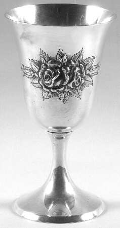 Stieff Rose (Sterling, 1892, Hollowware) Sterling Chased Water Goblet