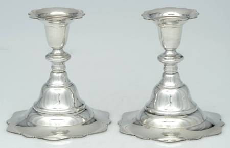 Capella (Pewter, Hollowware) Pair of 4" Console Candleholders