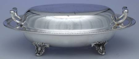 Silverplate Hollowware Plated Divided Double Vegetable Bowl