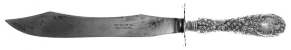 Stieff Rose (Sterling, 1892, No Monograms) Game Carving Knife,Stnls Blade,Full Repousse