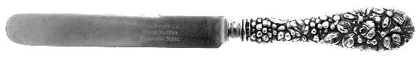 Stieff Rose (Sterling, 1892, Monograms) Full Repousse Tea Knife w Stainless Blade