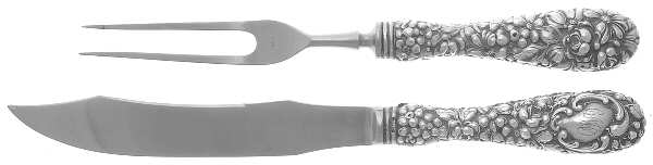 Stieff Rose (Sterling, 1892, No Monograms) Small 2-Piece Steak Carving Set w/Stainless Blade