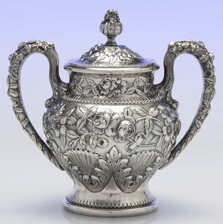 Repousse-Full-Hand Chased (925-1000) Sugar Bowl & Lid