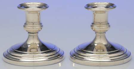 8 (Sterling, Hollowware) Pair of 3" Console Candleholders