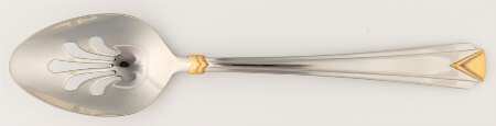 KCA7 [Stainless, Gold Accent) Pierced Tablespoon (Serving Spoon)