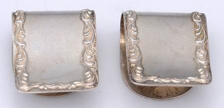 27 (Sterling, Hollowware, Scrolls) Napkin Clip-Set of 2