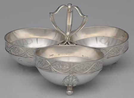 Silverplate Hollowware 3 Section Condiment Set