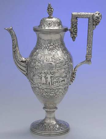 Repousse-Full Chased-Landscape Teapot
