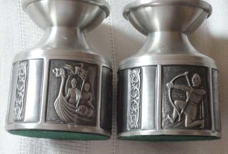 Kongetinn (Pewter, Hollowware) Pair of 3" Console Candleholders