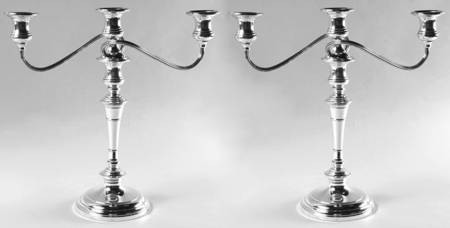 49 (Sterling, Hollowware) Pair of Weighted Candleholders