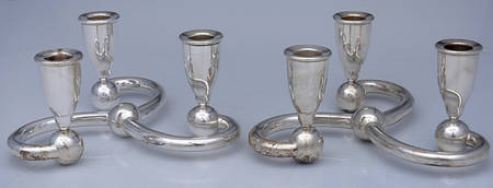 Sterling Hollowware Pair of 3" Weighted Candleholders