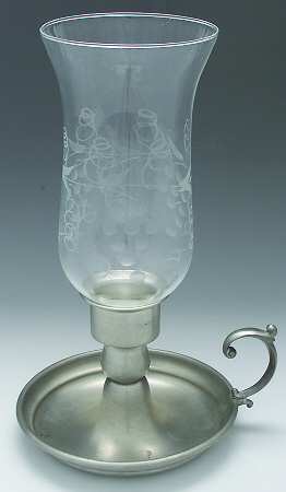Pewter Hollowware Chamberstick with Globe
