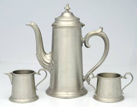 Pewter Hollowware 3 PC Coffee Set (CP, CR, SUO)