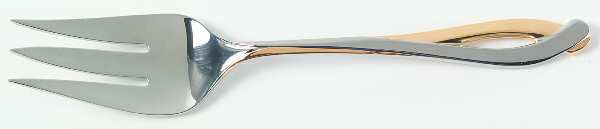 Debut Gold (Stainless, Gold Accent) Medium Solid Cold Meat Serving Fork