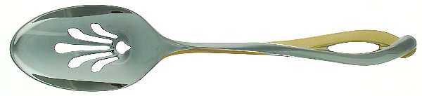 Debut Gold (Stainless, Gold Accent) Pierced Tablespoon (Serving Spoon)