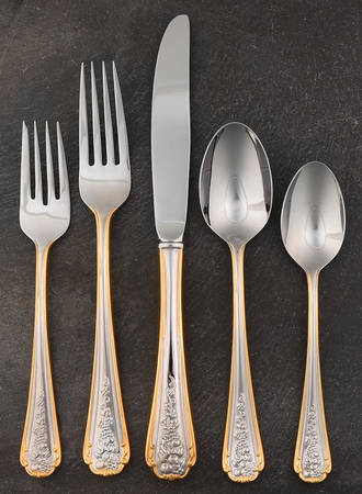 Fruits of Life Gold (Stainless, Gold Accent) 5 Piece Place Setting