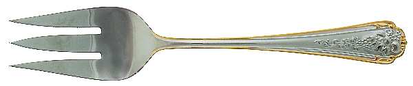 Fruits of Life Gold (Stainless, Gold Accent) Medium Solid Cold Meat Serving Fork