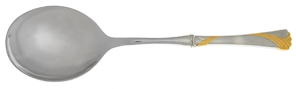 Kelly Gold (Stainless, Gold Accent) Casserole Spoon with Smooth Stainless Bowl HC