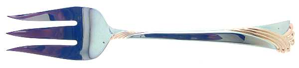 Kelly Gold (Stainless, Gold Accent) Medium Solid Cold Meat Serving Fork