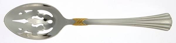 Mountain View Gold (Stainless, Gold Accent) Pierced Tablespoon (Serving Spoon)
