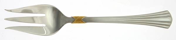 Mountain View Gold (Stainless, Gold Accent) Medium Solid Cold Meat Serving Fork