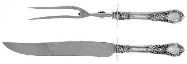 American Victorian (Sterling, 1941, No Monos) (2 Pc)Carving Set-Lg Stnbl/Roast w/Sterling Guard