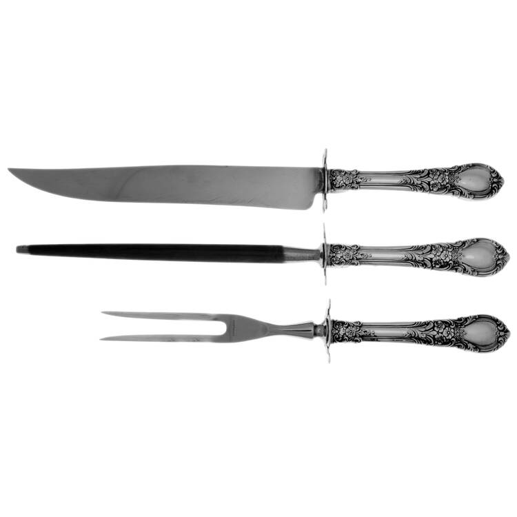 American Victorian (Sterling, 1941, No Monos) (3 Pc)Carving Set-Lg Stnbl/Roast w/Sterling Guard