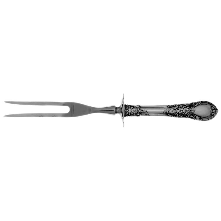 American Victorian (Sterling, 1941, No Monos) Lg Carving/Roast Fork-Stn Prong w/Sterling Guard