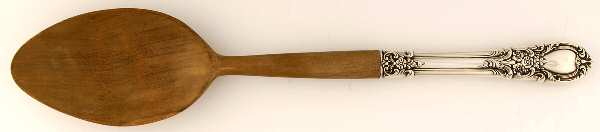 American Victorian (Sterling, 1941, No Monos) Salad Serving Spoon with Wooden Bowl