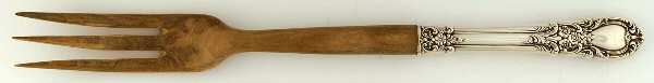 American Victorian (Sterling, 1941, No Monos) Salad Serving Fork with Wooden Prongs