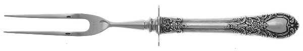 American Victorian (Sterling, 1941, No Monos) Small Steak Carving Fork with Stainless Prongs