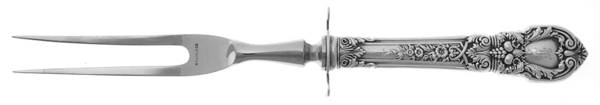 Charles II (Sterling, 1934, No Monograms) Large Stainless-Prong Roast Carving Fork
