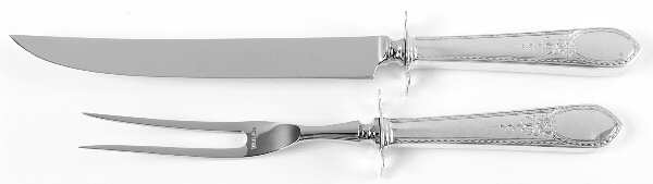 Early American-Engraved (Sterling, 1926) (2 Pc)Carving Set-Lg Stnbl/Roast w/Sterling Guard