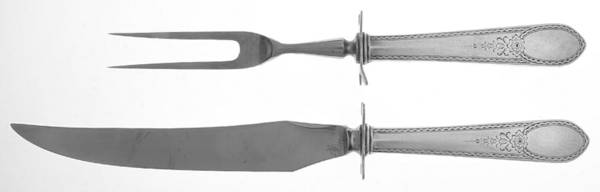 Early American-Engraved (Sterling, 1926) 2 Piece Small Carving Set W/ Sterling Guard